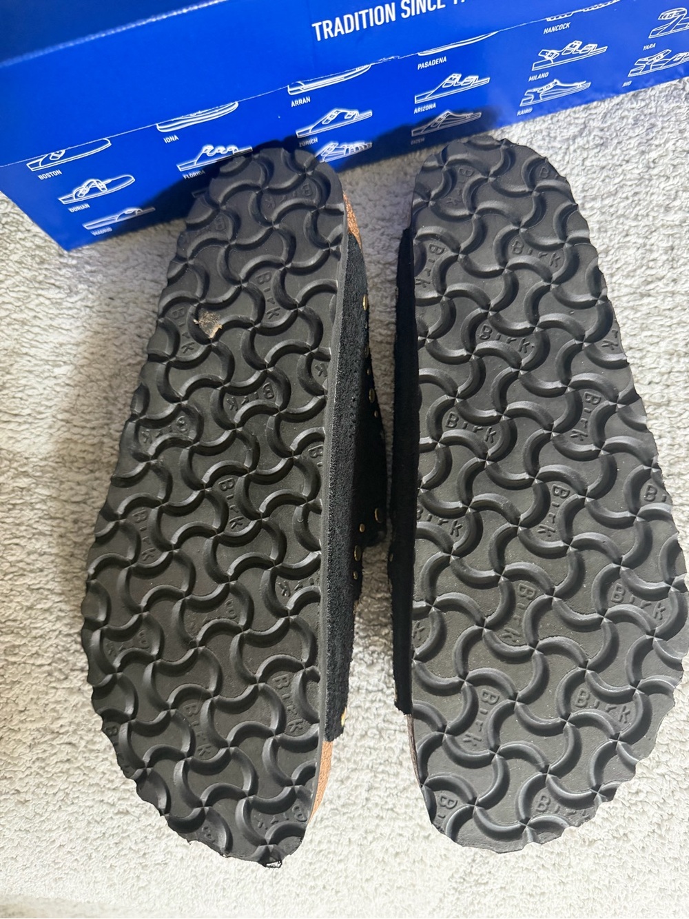 Birkenstock Arizona Rivets Studded Black Suede Sandals - Picture 3 of 4